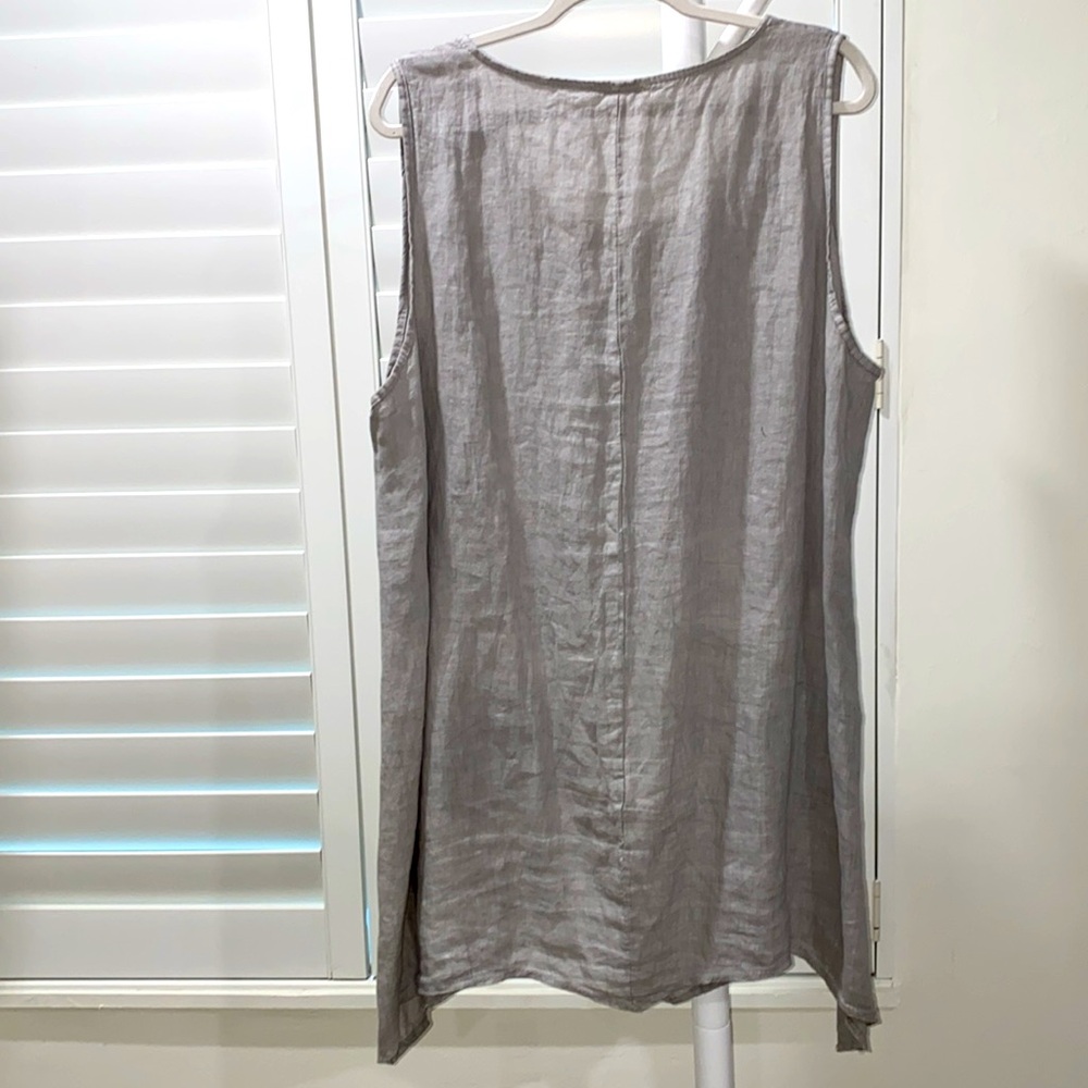 Emporium 100% linen made in Italy tunic dress. Soft grey - Picture 4 of 11
